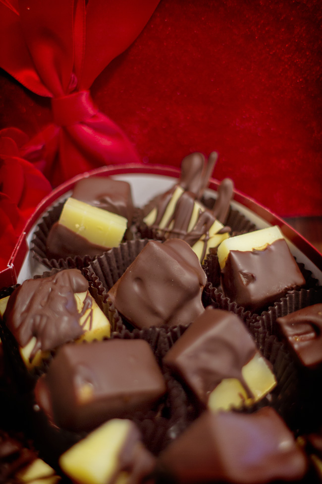 Chocolate Covered Cheese Bites for Valentines Day