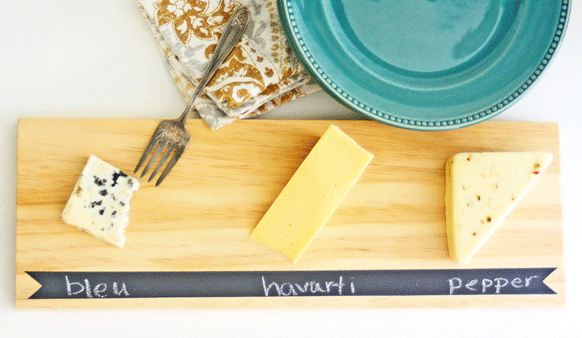 Wood Cheese Tray with Chalkboard Accent