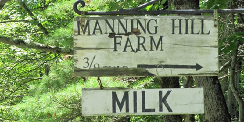 "Manning Hill Farm" hanging sign