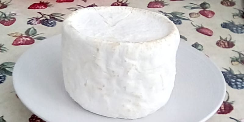 White block of cheese on a rack